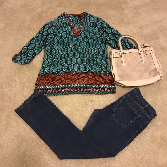new directions Tops - New Directions multi colored peasant top.